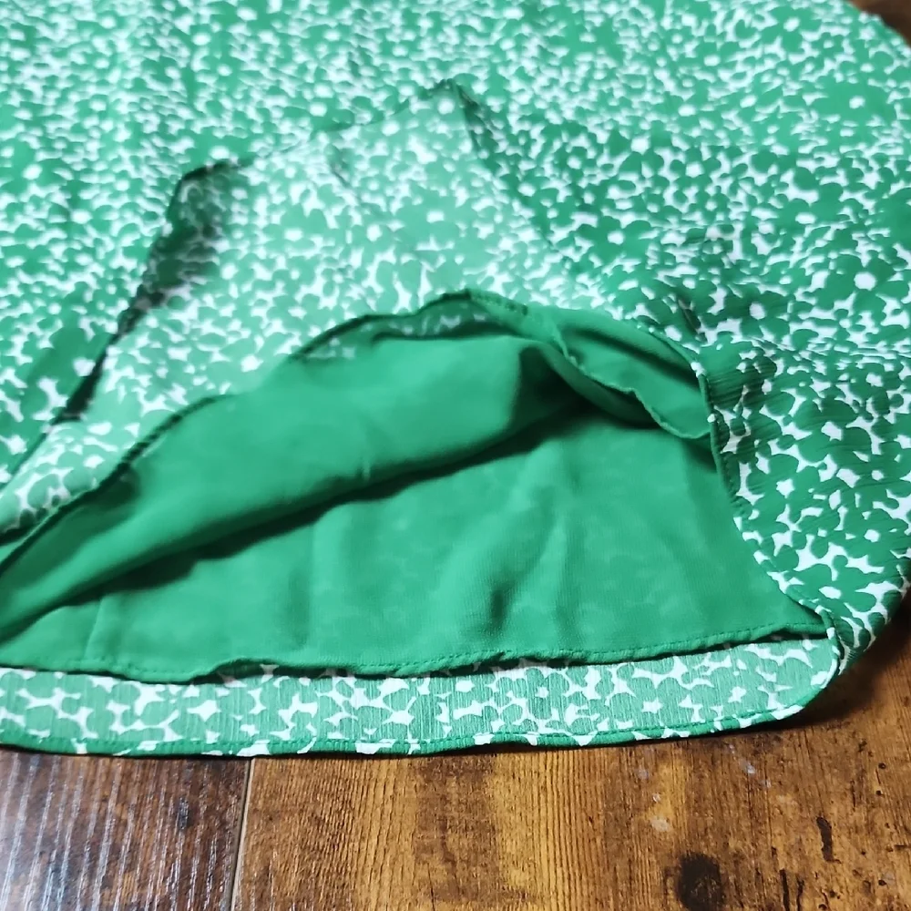 HOBBS LONDON | Elegant Green White Ditsy Floral Women's Mini Ruffle Dress | US 8 - Picture 12 of 12